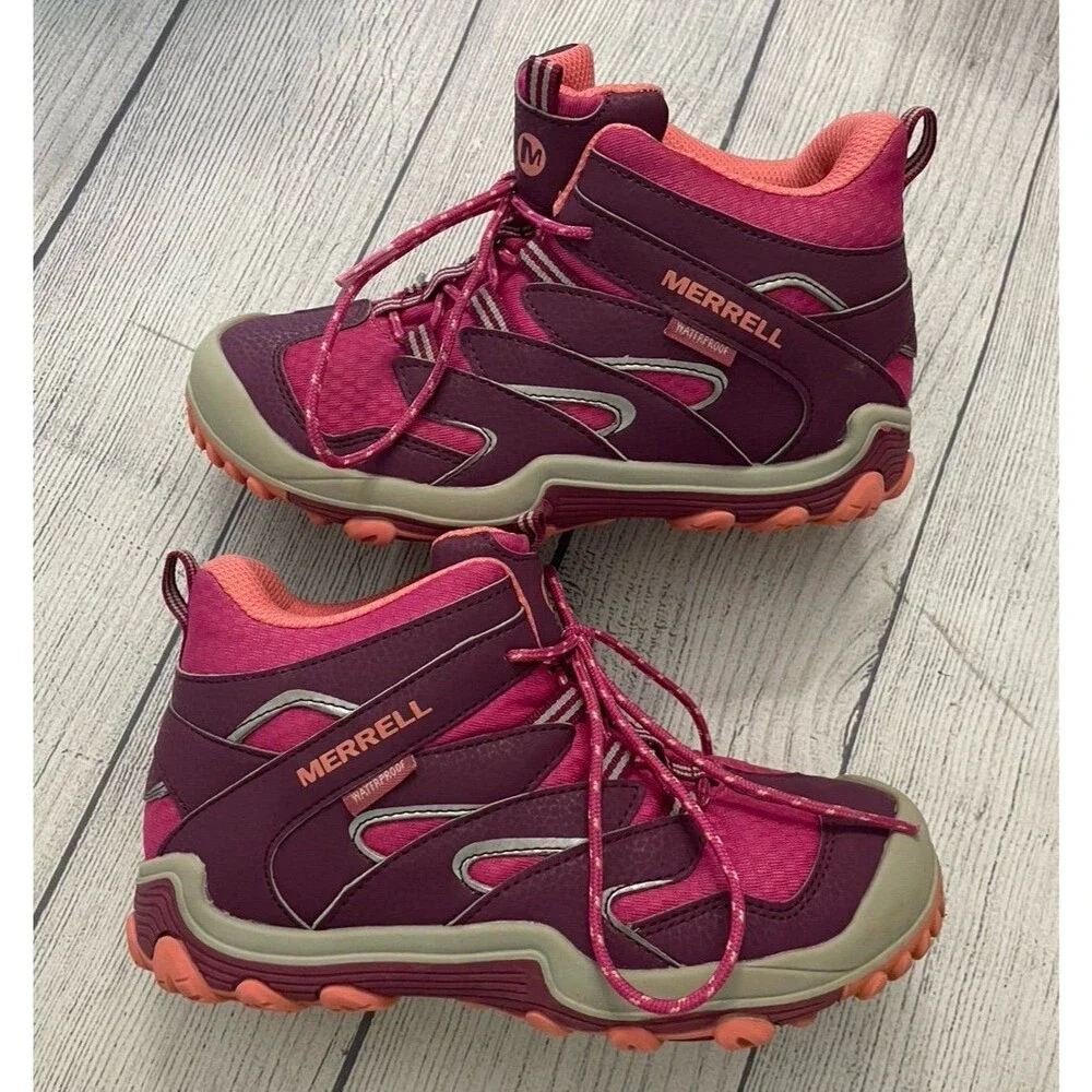 Pink Merrell Girl Hiking Boots Shoes, Size Youth 2.5